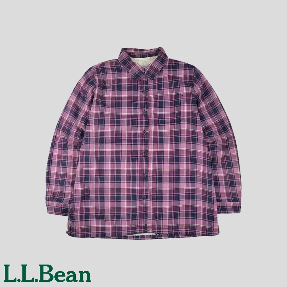 L.L.BEAN 엘엘빈 퍼플톤 네이비 타탄체크 체스트포켓 이너플리스 코튼